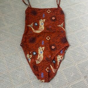 NWOT Vrg Grl One Piece Swimsuit - Brown with Pattern